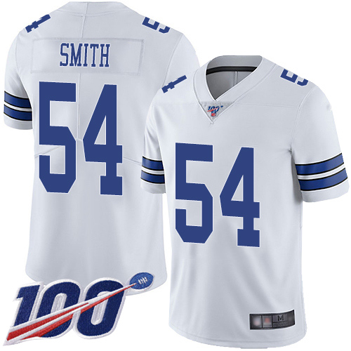 Men Dallas Cowboys Limited White Jaylon Smith Road 54 100th Season Vapor Untouchable NFL Jersey